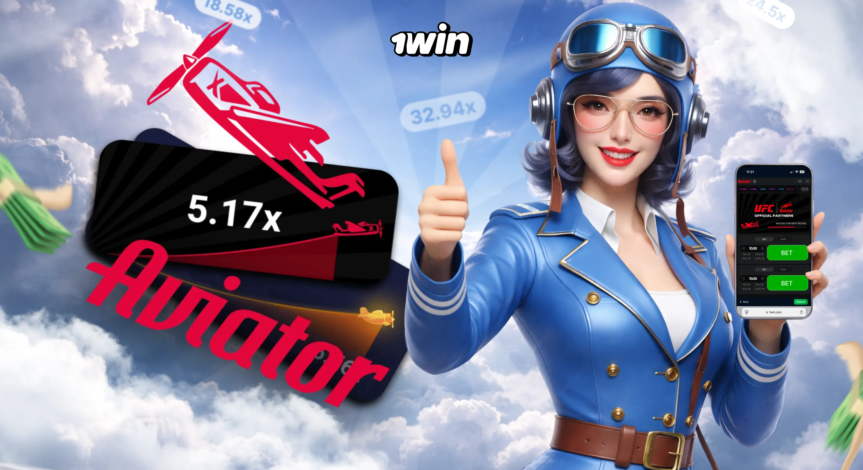 Aviator 1win en app: crash game con multiplicadores móviles